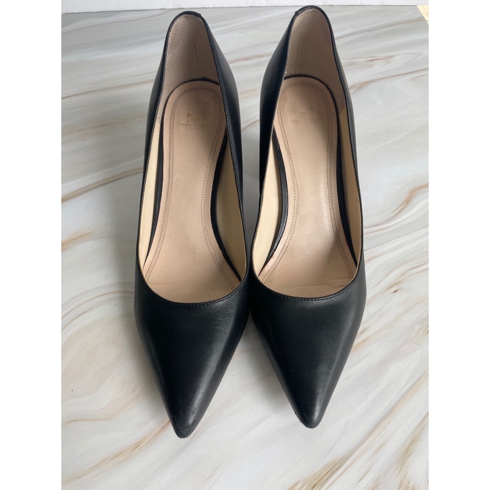 Marc Fisher Black Pointy Toe Square Heels, size 10